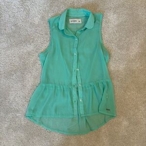 Sleeveless Teal Button-Up Top